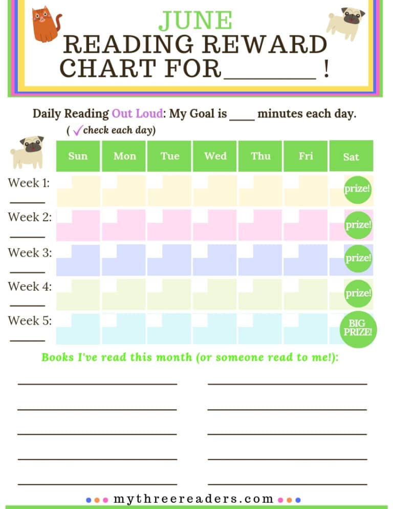 FREE Reading Rewards Chart for June!