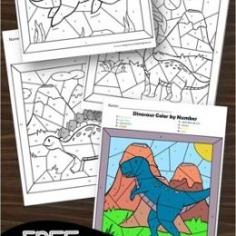 FREE Dinosaur Color by Number Pages