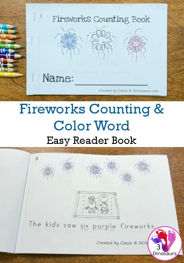 FREE Fireworks Counting & Color Word Easy Reader