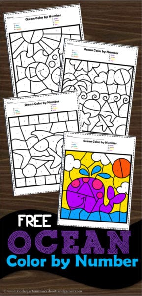 FREE Ocean Color by Number Worksheets