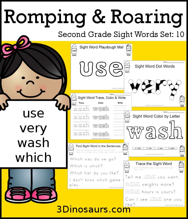 FREE Romping & Roaring 2nd Grade Sight Word Set 10