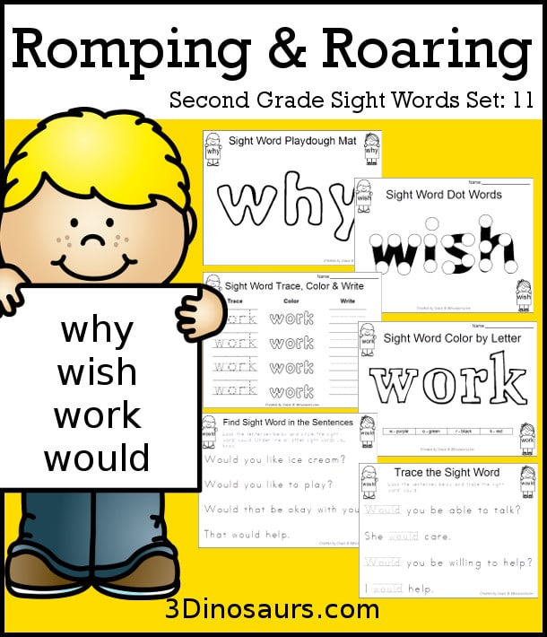 FREE Romping & Roaring 2nd Grade Sight Word Set 11