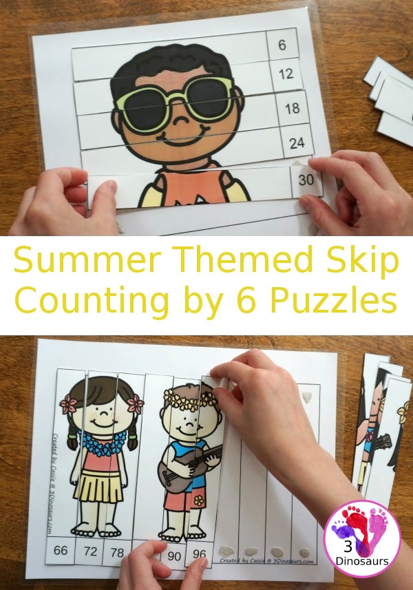 FREE Summer-Themed Skip Counting Puzzles