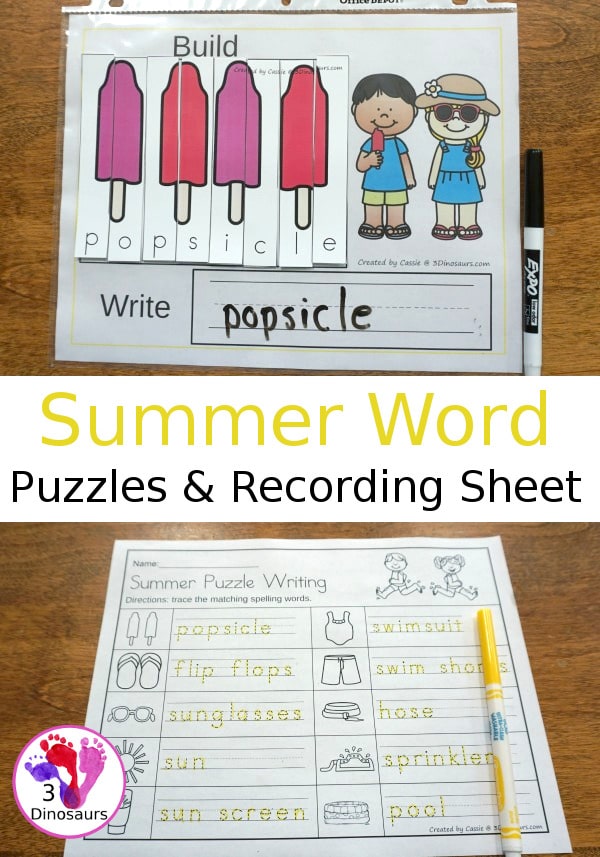 FREE Summer-Themed Spelling Puzzles