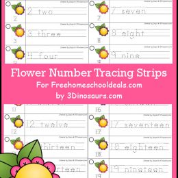 Flower Number Tracing Strips