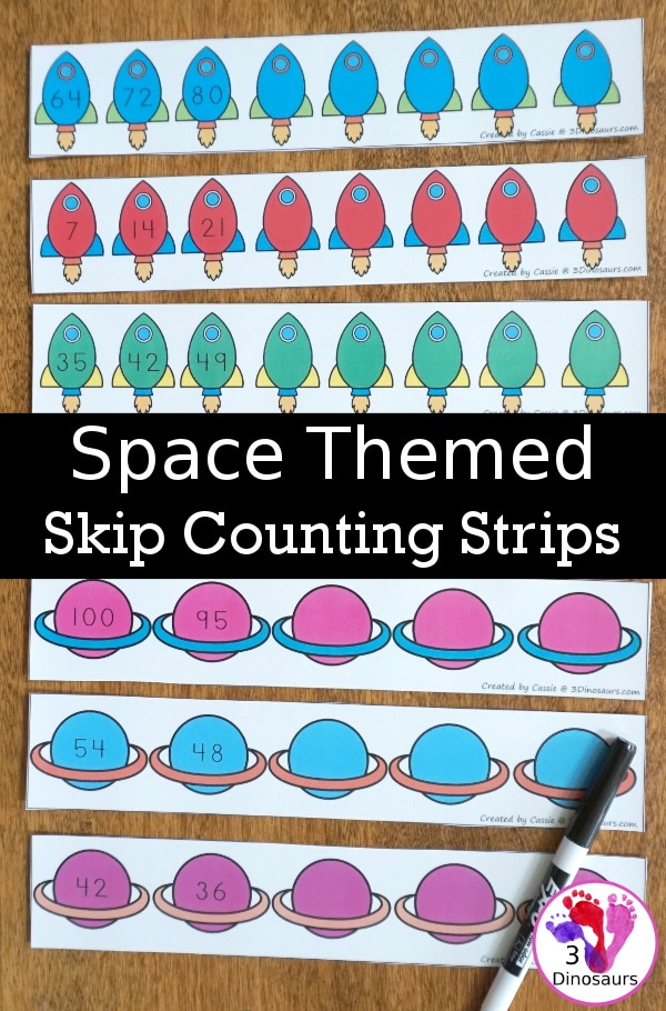 FREE Space-Themed Skip Counting Strips