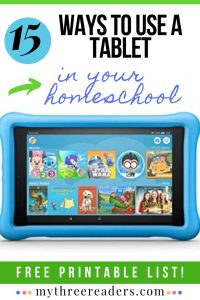 Technology in your homeschool doesn't have to be all bad. Check out this FREE List of 15 Ways to Use a Tablet in Your Homeschool! #freehomeschooldeals #fhdhomeschoolers #homeschoolers #homeschooling