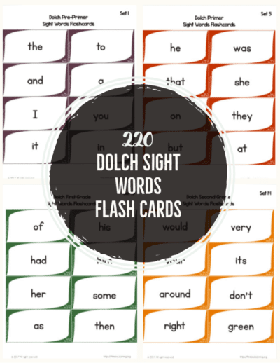 FREE Dolch Sight Words Flash Cards