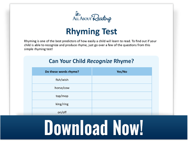 Help diagnose your child's rhyming ability and teach them to rhyme with these 5 FREE Ways to Teach Rhyming + Rhyming Test! #homeschoolrocks #homeschooling #homeschoolers #homeschool #rhyming #homeschoolmoms