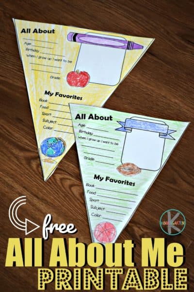 FREE All About Me Printable Pennant