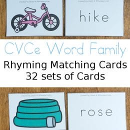 Check out these fun CVCe Word Family Matching Cards! #fhdhomeschoolers #freehomeschooldeals #homeschoolinglife #homeschoolers #hsfreebies