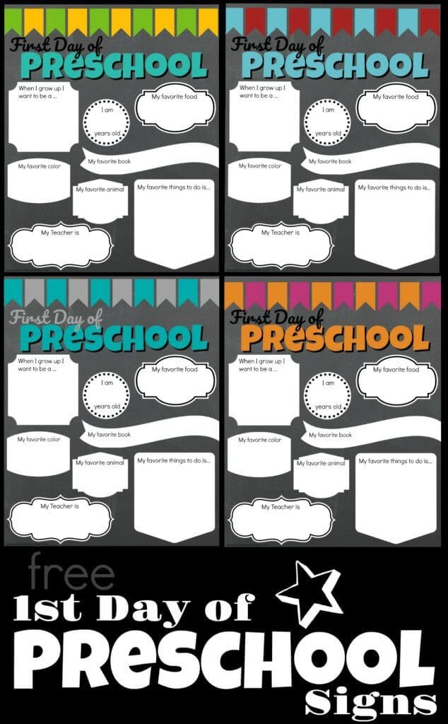 FREE First Day of Preschool Signs