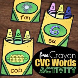 FREE Crayon Box CVC Words Activity