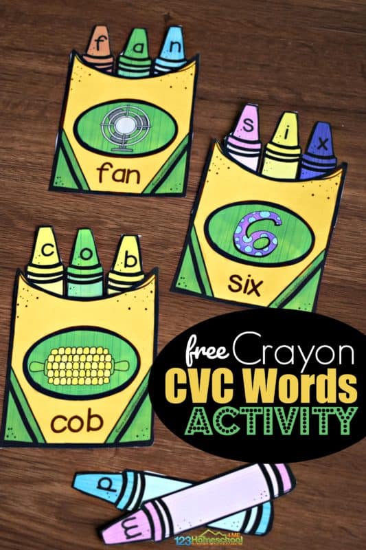 FREE Crayon Box CVC Words Activity