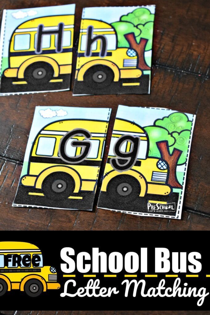 FREE School Bus Letter Matching Cards