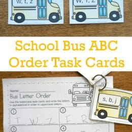 FREE School Bus-Themed ABC Order Task Cards