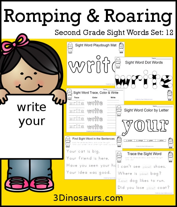 FREE Romping & Roaring 2nd Grade Sight Word Set 12