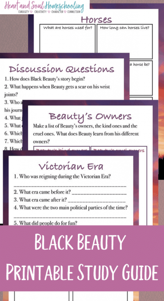 Create a classic literature study with this FREE Black Beauty Study Guide! #fhdhomeschoolers #freehomeschooldeals #hsfreebies #literature #homeschooling