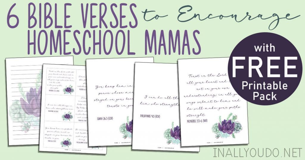 Check out these 6 FREE Bible Verse Posters to Encourage Homeschool Mamas! #fhdhomeschoolers #freehomeschooldeals #homeschoolers #christianhomeschool #homeschoolmoms