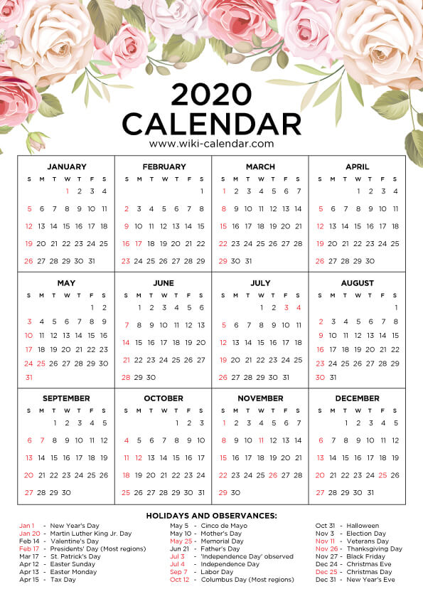 Organize your new year with this FREE 2020 Floral Calendar! #fhdhomeschoolers #freehomeschooldeals #organization #homeschoolmoms #2020