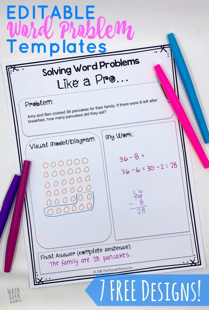 Word problems made easy with these FREE Editable Word Problem Templates! #fhdhomeschoolers #freehomeschooldeals #homeschoolmath #hsfreebies #hsdays