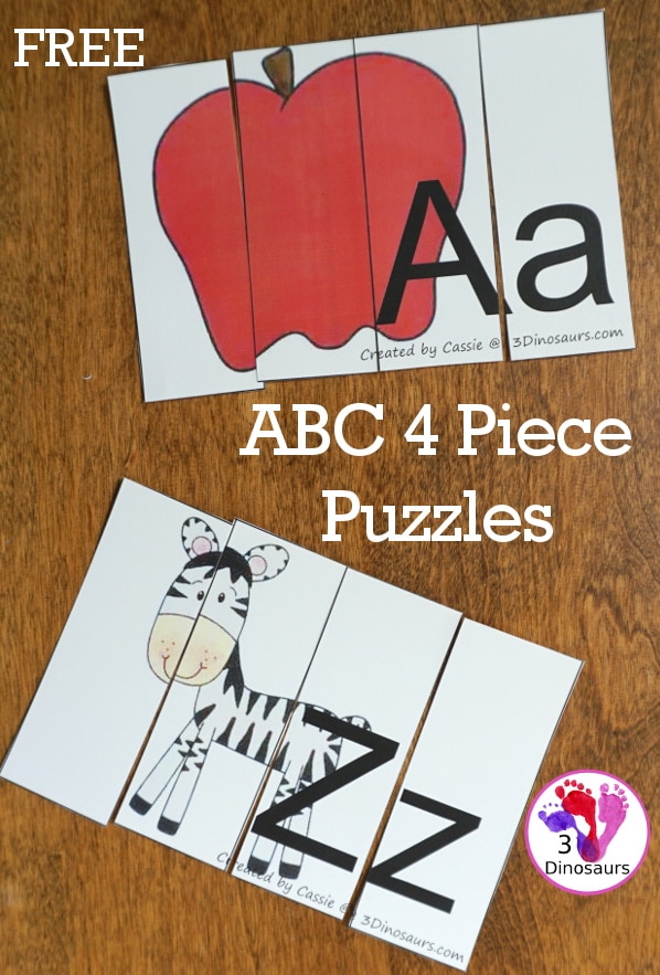 Looking for a fine motor activity? Check out these FREE 4-Piece ABC Puzzles! #fhdhomeschoolers #freehomeschooldeals #fallresources #preschool #finemotorskills