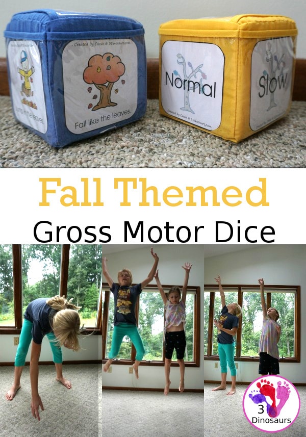 Add to your child's physical education with these FREE Fall-Themed Gross Motor Dice! #fhdhomeschoolers #freehomeschooldeals #hsfreebies #grossmotordice #homeschoolmoms