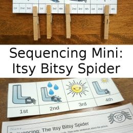 Teach story order with this FREE Itsy Bitsy Spider Mini Sequencing Set! #fhdhomeschoolers #freehomeschooldeals #homeschooling #hsfreebies #sequencing