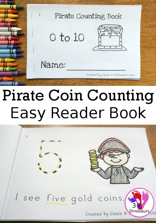 Count your pirate's booty with this FREE Pirate Coin Counting Easy Reader! #fhdhomeschoolers #freehomeschooldeals #talklikeapirate #hsfreebies #easyreaders