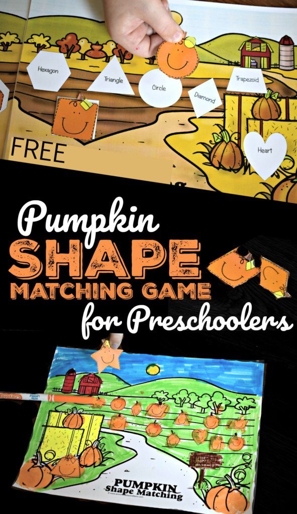 Have a little Fall fun with this FREE Pumpkin Shape Matching Game! #fhdhomeschoolers #freehomeschooldeals #fallresources #pumpkinmath #hsmoms