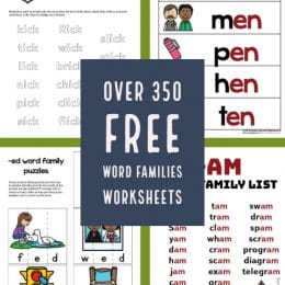 Do your kids struggle with rhyming words? Use these FREE Word Families Worksheets to help them master rhyming words and more! #reading #wordfamily #freehomeschooldeals #fhdhomeschoolers