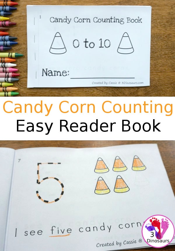 Add the candy theme to your homeschool with this FREE Candy Corn Counting Easy Reader! #fhdhomeschoolers #freehomeschooldeals #fallresources #hsmoms #easyreaders