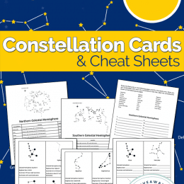 Do your kids love gazing into the night sky? Now they can look up and recognize the constellations with these FREE cards and cheat sheets. #science #constellations #freehomeschooldeals #fhdhomeschoolers
