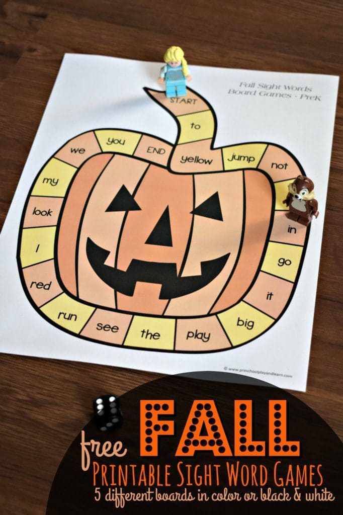 You will love these FREE Fall Sight Word Games! #fhdhomeschoolers #freehomeschooldeals #fallresources #sightwords #hsdays