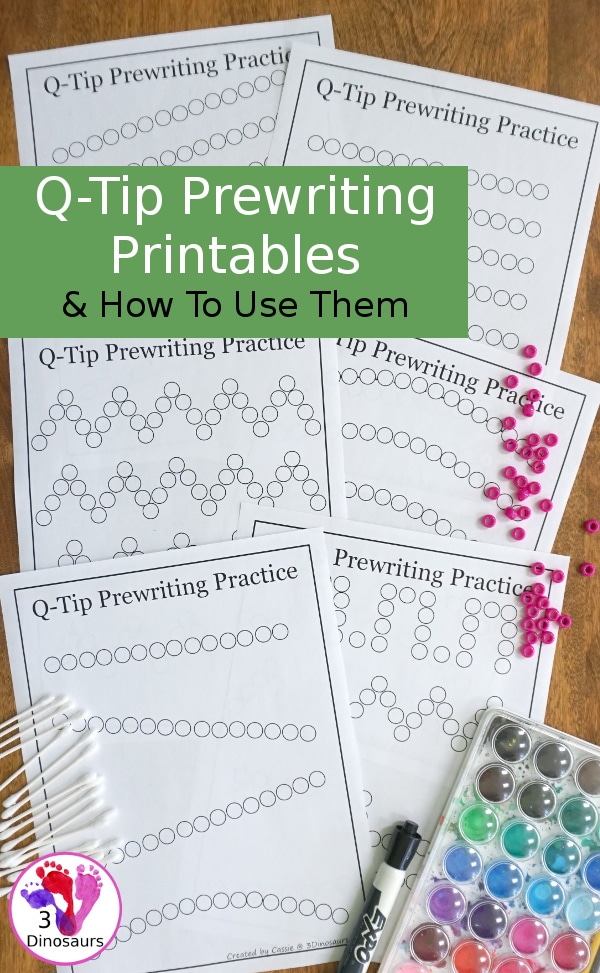 Practice fine motor skills with these FREE Q-Tips Prewriting Printables! #fhdhomeschoolers #freehomeschooldeals #prewriting #hsdays #homeschoolmoms