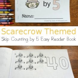 You'll love this FREE Scarecrow Skip Counting by 5's Easy Reader! #fhdhomeschoolers #freehomeschooldeals #fallresources #easyreaders #hsfreebies