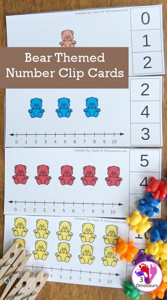 For counting fun, check out these FREE Bear-Themed Number Clip Cards! #fhdhomeschoolers #freehomeschooldeals #clipcards #homeschoolmath #hsmamas