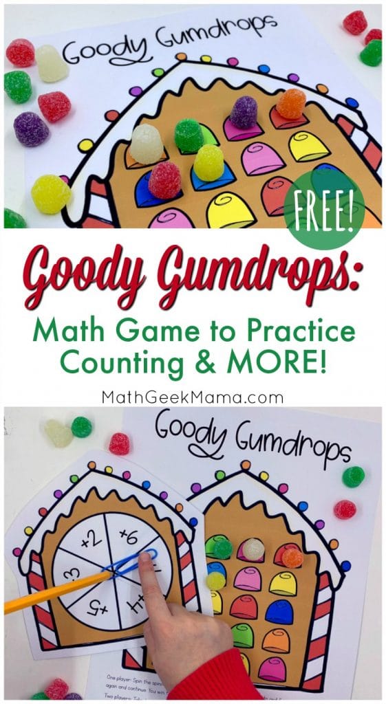 For a little holiday math fun, check out this FREE Goody Gumdrops Counting Game! #fhdhomeschoolers #freehomeschooldeals #hsmoms #holidaymath #christmas