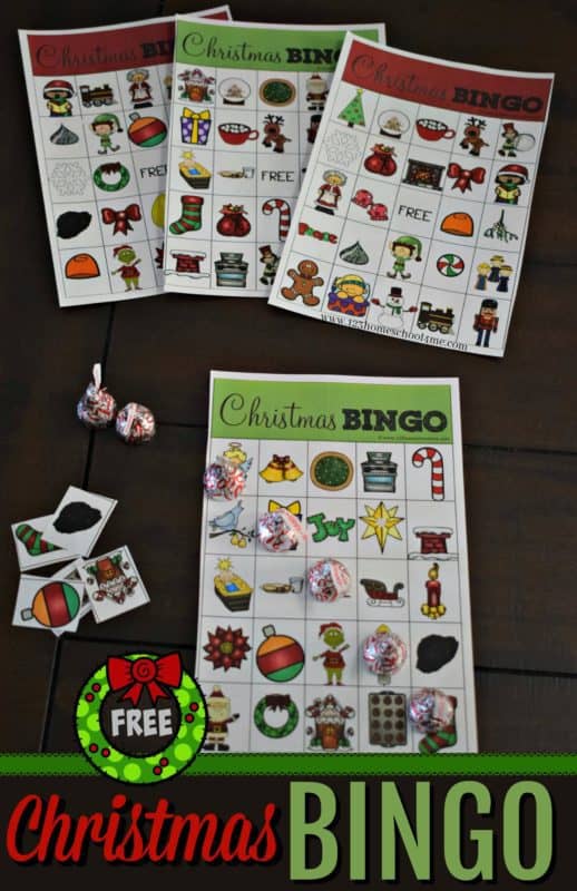 Your kids will love to play this FREE printable Christmas BINGO game with their family and friends! Just download and print! #freehomeschooldeals #fhdhomeschoolers #christmasbingogame #bingofortheholidays #holidaybingo #christmasgames #christmaspartygames