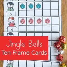 For some Christmas counting fun, check out these FREE Jingle Bells Ten Frame Cards! #fhdhomeschoolers #freehomeschooldeals #christmasmath #holidaymath #hsmoms