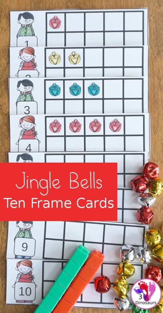 For some Christmas counting fun, check out these FREE Jingle Bells Ten Frame Cards! #fhdhomeschoolers #freehomeschooldeals #christmasmath #holidaymath #hsmoms