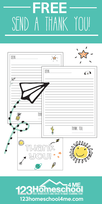 Encourage kids to make thank you notes with this free printable.
#fhdhomeschoolers  #freehomeschooldeals #encouragegratitude #thankyounotes