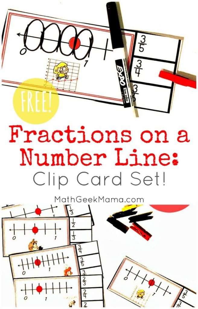 FREE Clip Cards Number Line Fractions. #fhdhomeschoolers #freehomeschooldeals #numberlinefractions