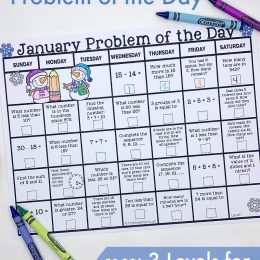 FREE January 2020 Calendar for Problem of the Day.