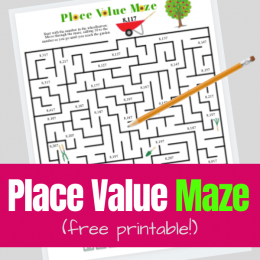 FREE Place Value Printable Maze. #fhdhomeschoolers #freehomeschooldeals #placevaluemaze
