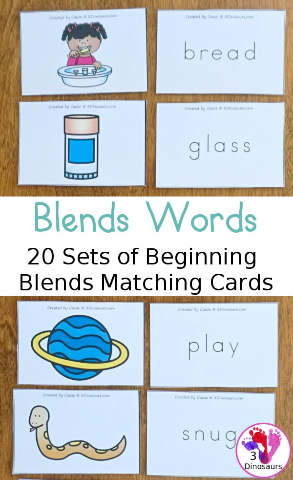 Consonant Blends Matching Cards.
#fhdhomeschoolers
#freehomeschooldeals	
#consonantblends