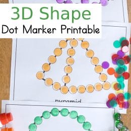 For shape recognition and fine motor skills, grab these FREE 3D Shape Dot Marker Pages! #fhdhomeschoolers #freehomeschooldeals #shapemath #homeschoolmath #hsmoms