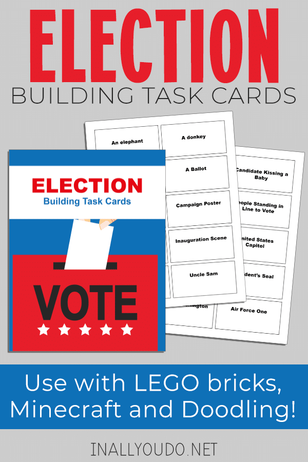 FREE Election Task Cards. #fhdhomeschoolers #freehomeschooldeals #electiontaskcards #electionbuildingcards