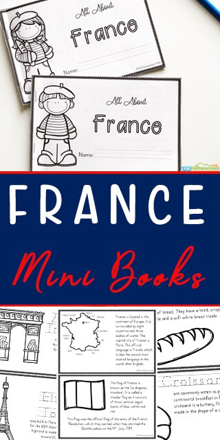 FREE Printable France Mini Book. #franceminibook #learningaboutfrance #Francelesson #fhdhomeschoolers #freehomeschooldeals  