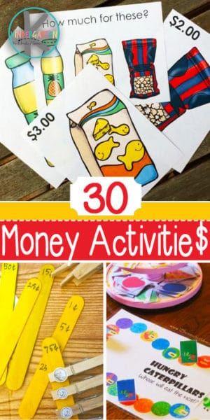 30 FREE Money Activities for Kids. freehomeschooldeals #fhdhomeschoolers #moneyactivities #countingmoney